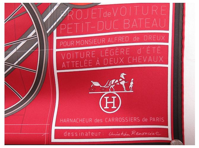 Hermès FULAR HERMES PROJET DE VOITURE PETIT-DUC BATEAU IN SETA QUADRATO 90 Rosso - vista 6