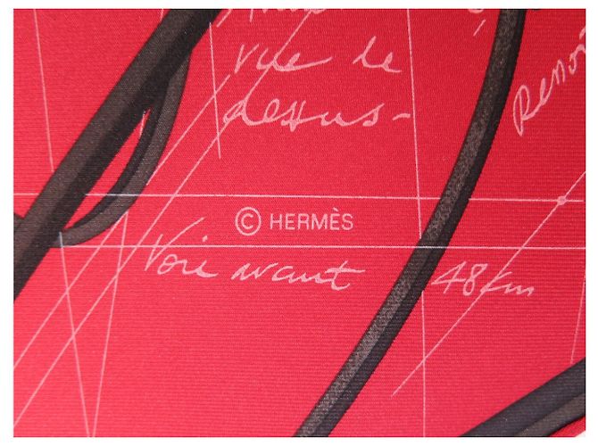 Hermès FULAR HERMES PROJET DE VOITURE PETIT-DUC BATEAU IN SETA QUADRATO 90 Rosso - vista 7