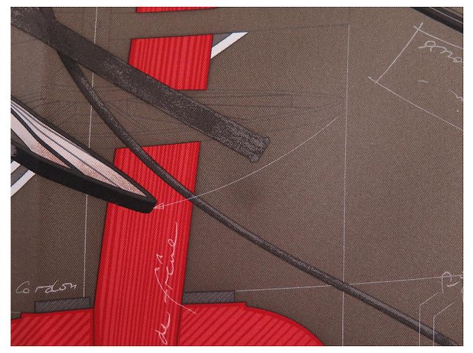 Hermès FULAR HERMES PROJET DE VOITURE PETIT-DUC BATEAU IN SETA QUADRATO 90 Rosso - vista 9