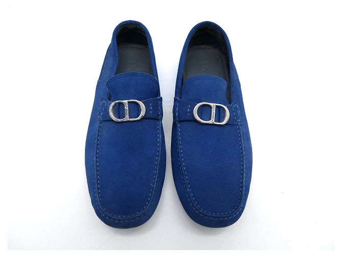 NUOVE SCARPE DIOR MOCASSINI INITIALES ODEON LOGO CD 42 CAMOSCIA Blu - vista 7