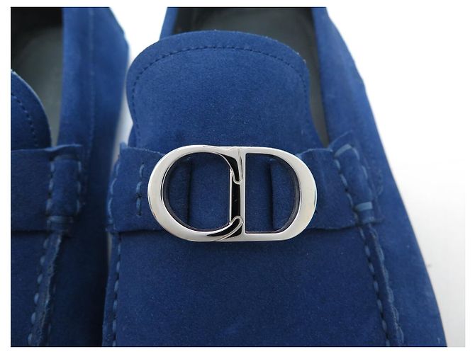 NUOVE SCARPE DIOR MOCASSINI INITIALES ODEON LOGO CD 42 CAMOSCIA Blu - vista 8