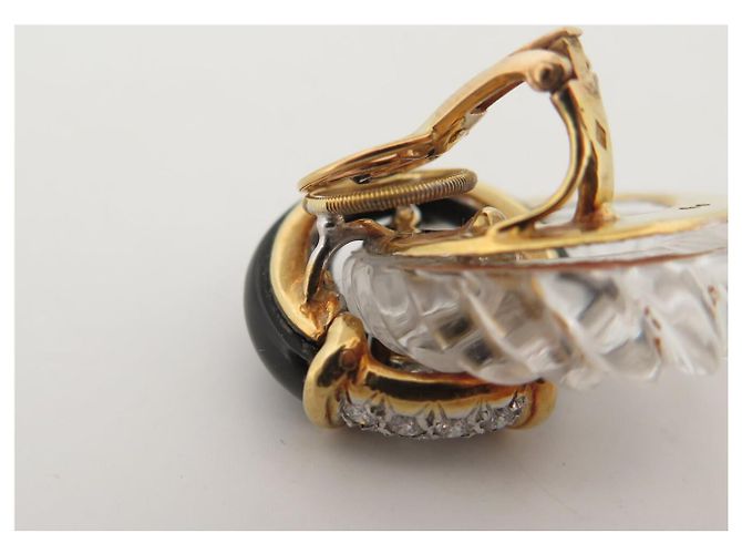 ORECCHINI BOUCHERON ONIX CRISTALLO DI ROCCA E DIAMANTI ORO GIALLO D'oro - vista 17