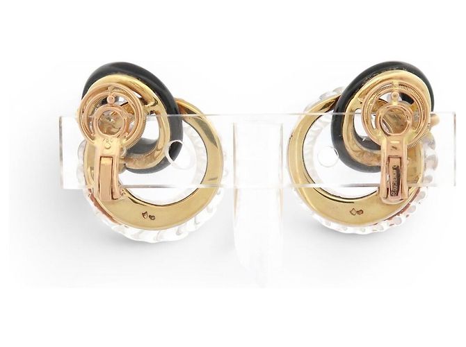ORECCHINI BOUCHERON ONIX CRISTALLO DI ROCCA E DIAMANTI ORO GIALLO D'oro - vista 3