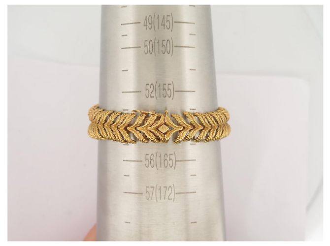 BRACCIALE VINTAGE BOUCHERON PLUME DE PAON DIAMANTI 3.3CT ORO GIALLO 18K 64GR BANGLE D'oro - vista 10