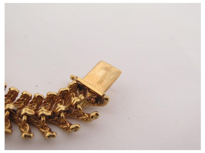 BRACCIALE VINTAGE BOUCHERON PLUME DE PAON DIAMANTI 3.3CT ORO GIALLO 18K 64GR BANGLE D'oro - vista 19