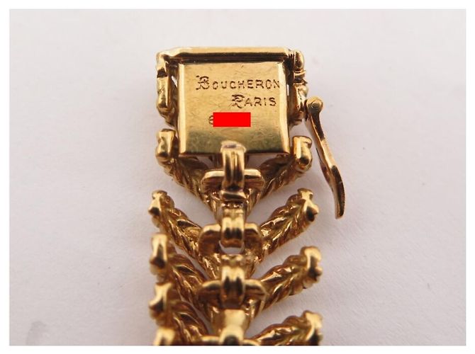 BRACCIALE VINTAGE BOUCHERON PLUME DE PAON DIAMANTI 3.3CT ORO GIALLO 18K 64GR BANGLE D'oro - vista 6