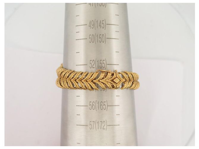 BRACCIALE VINTAGE BOUCHERON PLUME DE PAON DIAMANTI 3.3CT ORO GIALLO 18K 64GR BANGLE D'oro - vista 9