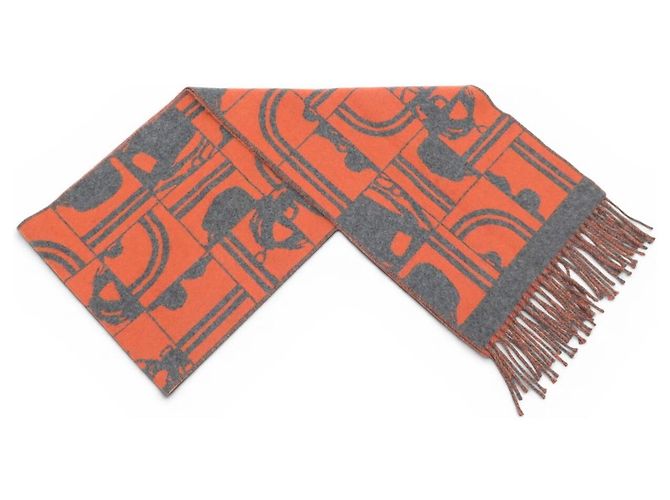 Hermès NUOVO SCARF HERMES BRIDES DE GALA EN DESORDRE 150CM CACHEMIRE ARANCIONE - vista 2