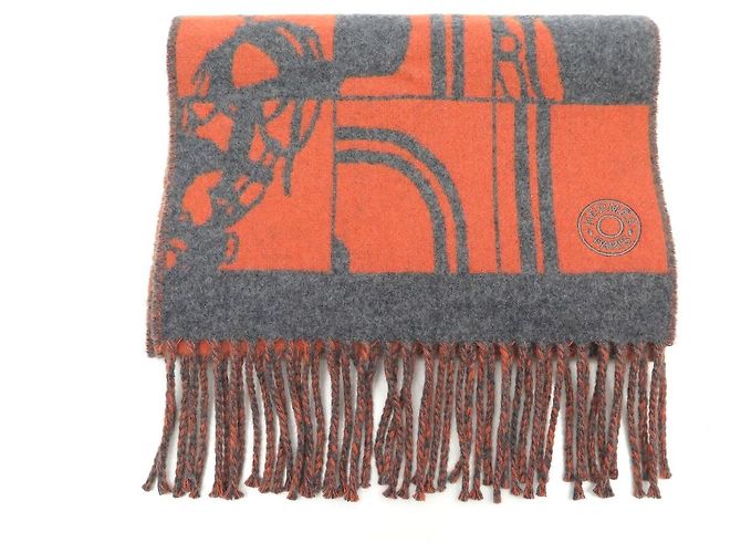 Hermès NUOVO SCARF HERMES BRIDES DE GALA EN DESORDRE 150CM CACHEMIRE ARANCIONE - vista 3