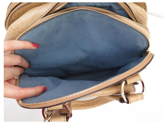NUOVA BORSA LANCEL ADJANI A03374 IN PELLE EFTO COCCODRILLO BEIGE - vista 11