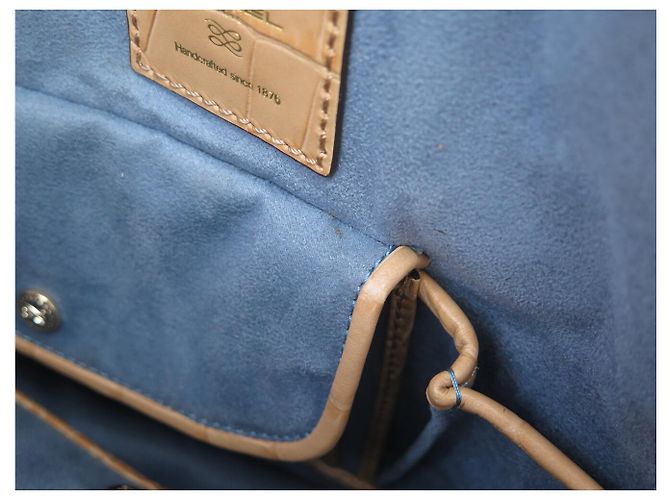 NUOVA BORSA LANCEL ADJANI A03374 IN PELLE EFTO COCCODRILLO BEIGE - vista 14
