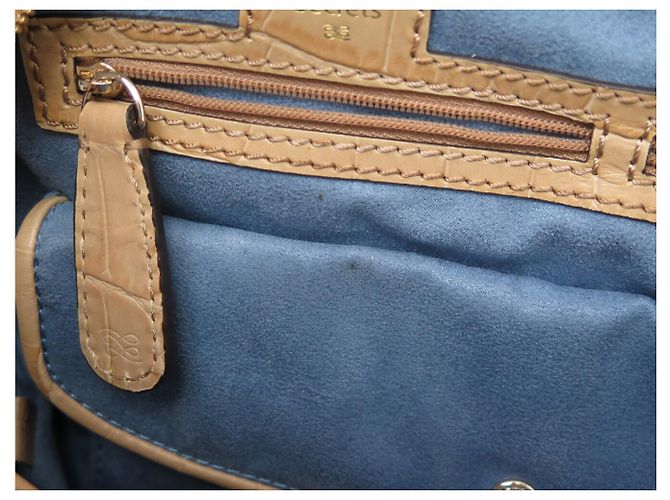 NUOVA BORSA LANCEL ADJANI A03374 IN PELLE EFTO COCCODRILLO BEIGE - vista 15