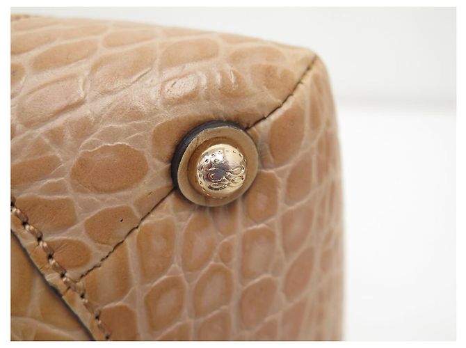 NUOVA BORSA LANCEL ADJANI A03374 IN PELLE EFTO COCCODRILLO BEIGE - vista 16