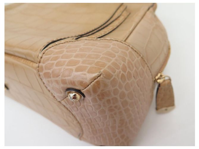 NUOVA BORSA LANCEL ADJANI A03374 IN PELLE EFTO COCCODRILLO BEIGE - vista 20