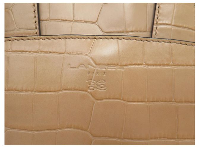 NUOVA BORSA LANCEL ADJANI A03374 IN PELLE EFTO COCCODRILLO BEIGE - vista 21