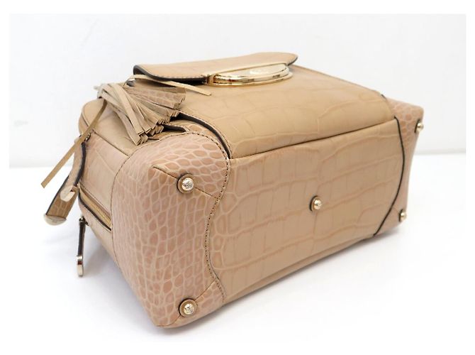 NUOVA BORSA LANCEL ADJANI A03374 IN PELLE EFTO COCCODRILLO BEIGE - vista 3