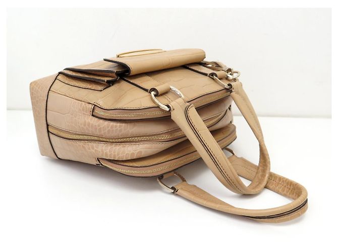 NUOVA BORSA LANCEL ADJANI A03374 IN PELLE EFTO COCCODRILLO BEIGE - vista 4