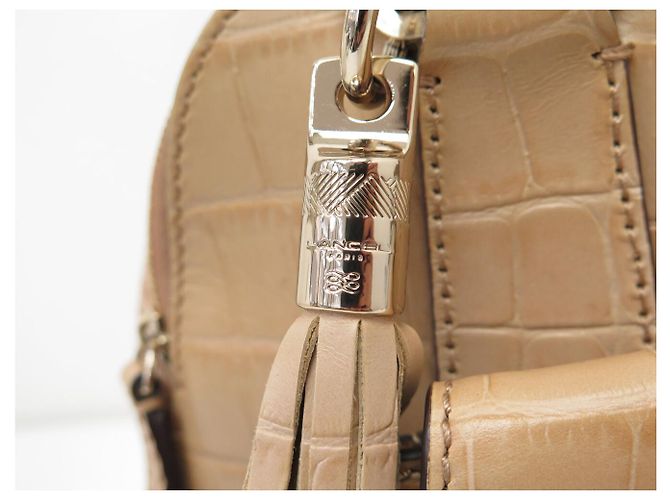 NUOVA BORSA LANCEL ADJANI A03374 IN PELLE EFTO COCCODRILLO BEIGE - vista 7