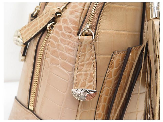 NUOVA BORSA LANCEL ADJANI A03374 IN PELLE EFTO COCCODRILLO BEIGE - vista 8