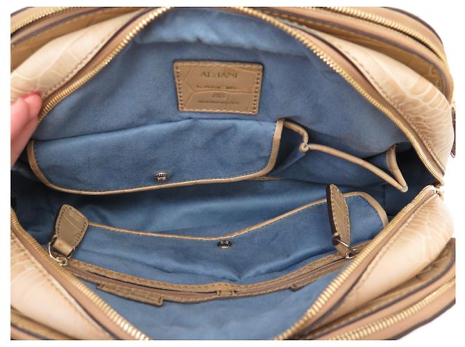 NUOVA BORSA LANCEL ADJANI A03374 IN PELLE EFTO COCCODRILLO BEIGE - vista 9