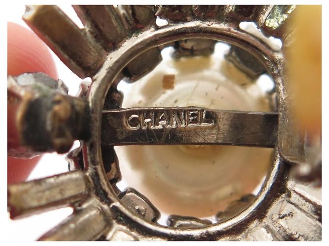 ORECCHINI VINTAGE CHANEL CLIP-ON PERLE E STRASS 1970'S BAGUETTE EARRINGS Argento - vista 6