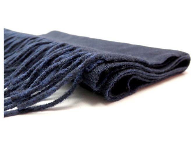 Hermès NUOVA SCIARPA HERMES REVERSIBILE CON FRANGE 100% CAŠMIR BLU NOTTE - vista 2