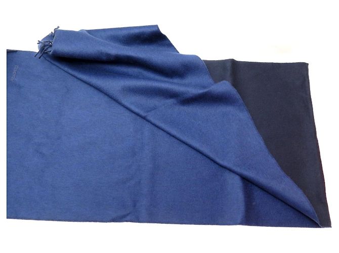 Hermès NUOVA SCIARPA HERMES REVERSIBILE CON FRANGE 100% CAŠMIR BLU NOTTE - vista 5