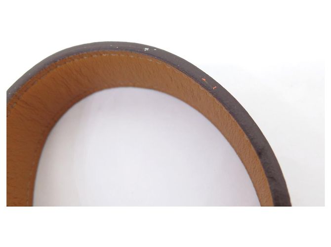 Hermès BRACCIALETTO HERMES POUL TOUR SELLIER MANCHETTE T20 CUIR ETOUPE LEATHER BANGLE Taupe - vista 11