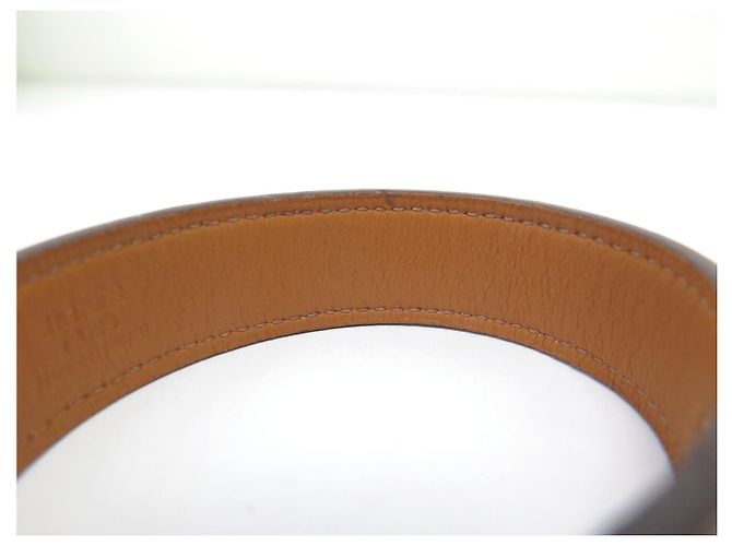 Hermès BRACCIALETTO HERMES POUL TOUR SELLIER MANCHETTE T20 CUIR ETOUPE LEATHER BANGLE Taupe - vista 12