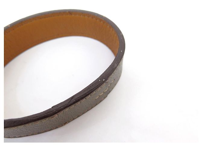 Hermès BRACCIALETTO HERMES POUL TOUR SELLIER MANCHETTE T20 CUIR ETOUPE LEATHER BANGLE Taupe - vista 13