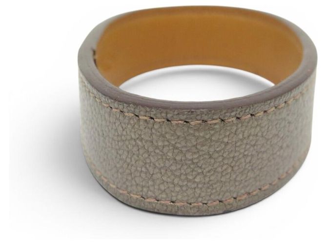 Hermès BRACCIALETTO HERMES POUL TOUR SELLIER MANCHETTE T20 CUIR ETOUPE LEATHER BANGLE Taupe - vista 4