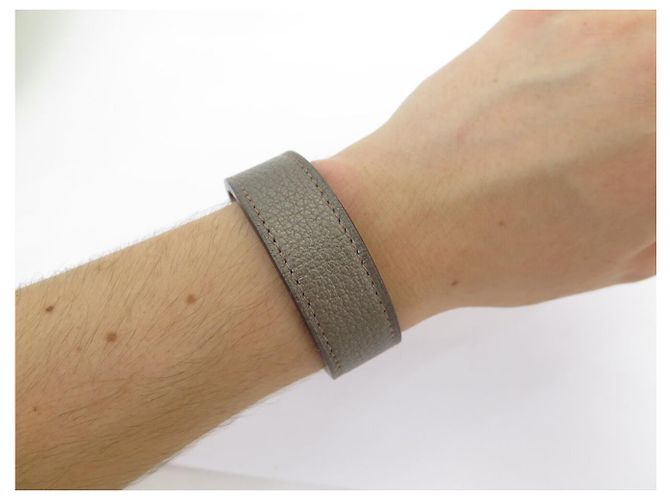 Hermès BRACCIALETTO HERMES POUL TOUR SELLIER MANCHETTE T20 CUIR ETOUPE LEATHER BANGLE Taupe - vista 5