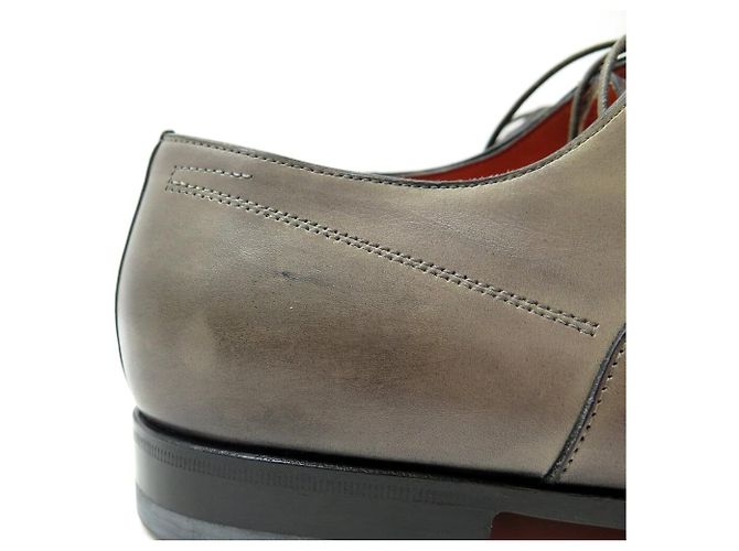 NOVAS SCARPE SANTONI 6522 RICHELIEU 8.5 IT 43.5 FR IN PELLE PATINATA Grigio - vista 11