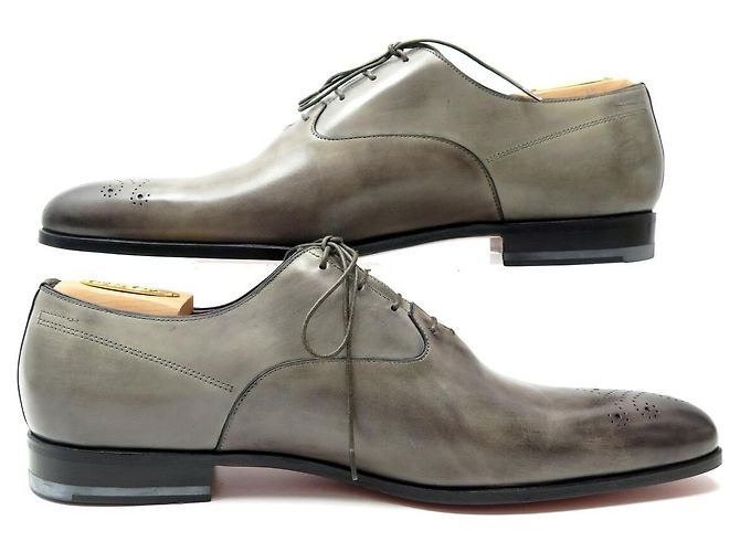 NOVAS SCARPE SANTONI 6522 RICHELIEU 8.5 IT 43.5 FR IN PELLE PATINATA Grigio - vista 2