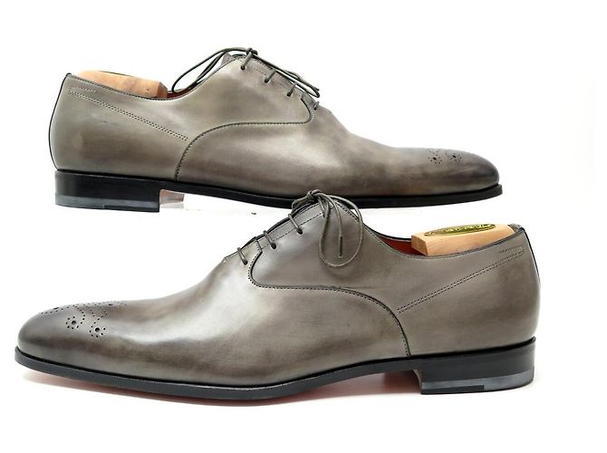 NOVAS SCARPE SANTONI 6522 RICHELIEU 8.5 IT 43.5 FR IN PELLE PATINATA Grigio - vista 3