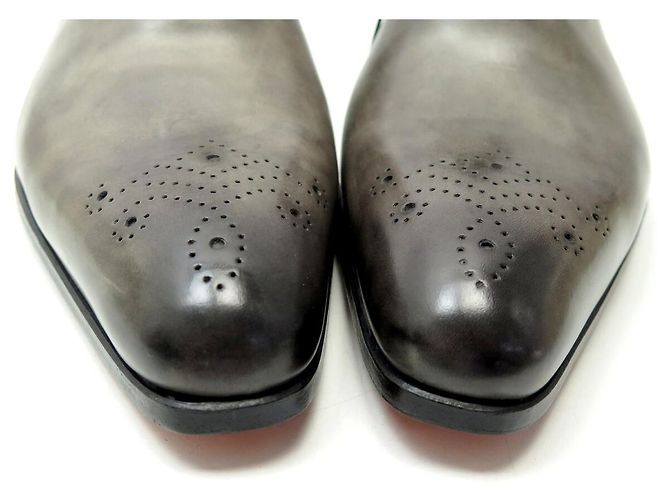 NOVAS SCARPE SANTONI 6522 RICHELIEU 8.5 IT 43.5 FR IN PELLE PATINATA Grigio - vista 4