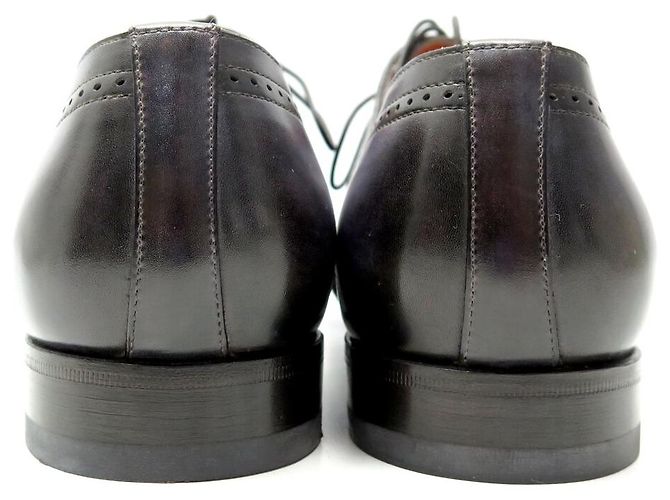 SAPATOS SANTONI 11941 RICHELIEU 8.5IT 43.5FR COURO PATINADO AZUL NOVOS - vista 5