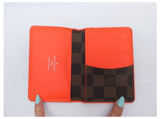 LOUIS VUITTON DAMIER EBENE TASCHENORGANIZER KARTENHALTER ORANGE - Ansicht 6