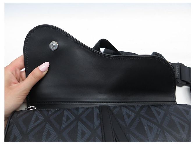 NUOVA BORSA A MANO DIOR SADDLE TOILE CD DIAMOND 1ADP0093CDP SACOCHE PURSE BAG Nero - vista 7