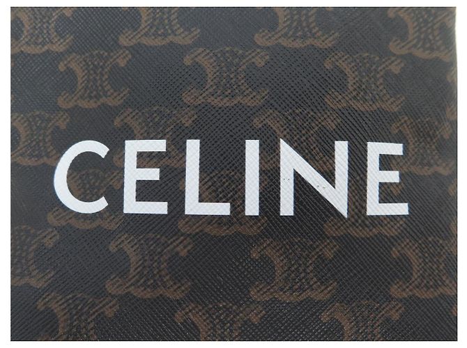 Céline NUOVA BORSA CELINE POUCH TELEFONO IN TELA TRIOMPHE 195892DF1 Marrone - vista 6