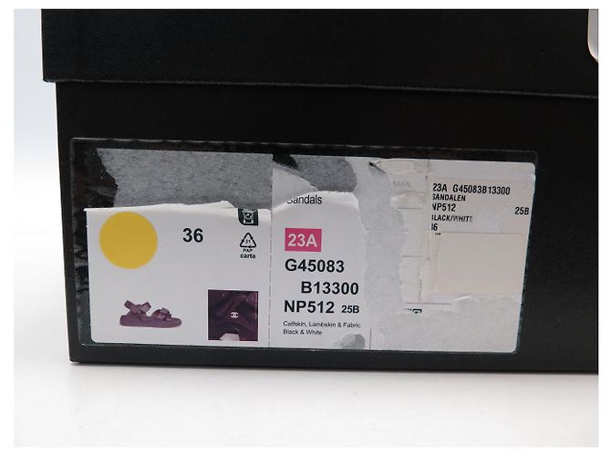 NUOVE SANDALI CHANEL DAD G45083 PELLE NERA STRAP 36 Nero - vista 12