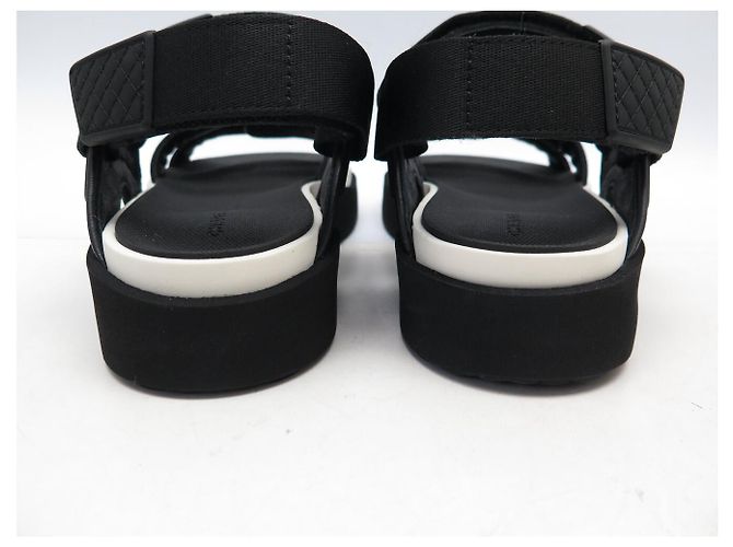 NUOVE SANDALI CHANEL DAD G45083 PELLE NERA STRAP 36 Nero - vista 5