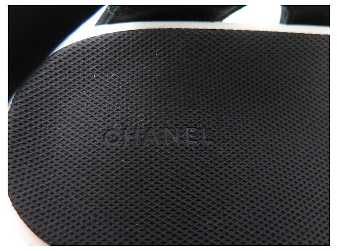 NUOVE SANDALI CHANEL DAD G45083 PELLE NERA STRAP 36 Nero - vista 8