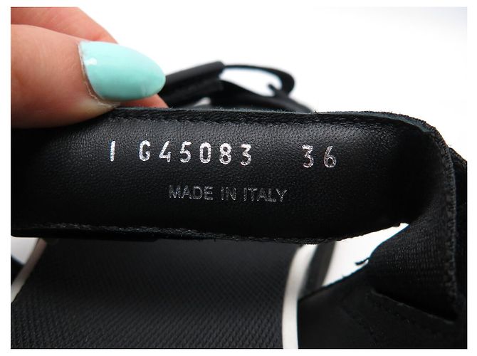NUOVE SANDALI CHANEL DAD G45083 PELLE NERA STRAP 36 Nero - vista 9