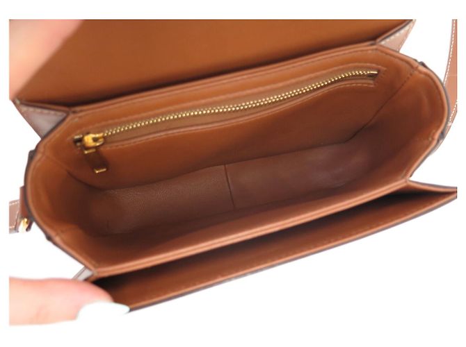 Céline BORSA CELINE TRIOMPHE CANVAS MARRONE TEEN IN PELLE DI VITELLO 188882BZ4.04LU - vista 10