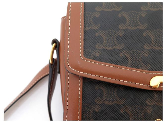 Céline BORSA CELINE TRIOMPHE CANVAS MARRONE TEEN IN PELLE DI VITELLO 188882BZ4.04LU - vista 15