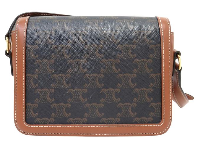 Céline BORSA CELINE TRIOMPHE CANVAS MARRONE TEEN IN PELLE DI VITELLO 188882BZ4.04LU - vista 2