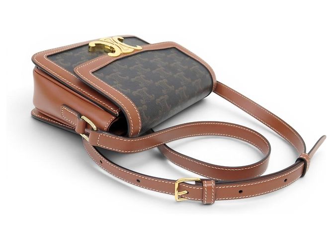 Céline BORSA CELINE TRIOMPHE CANVAS MARRONE TEEN IN PELLE DI VITELLO 188882BZ4.04LU - vista 4