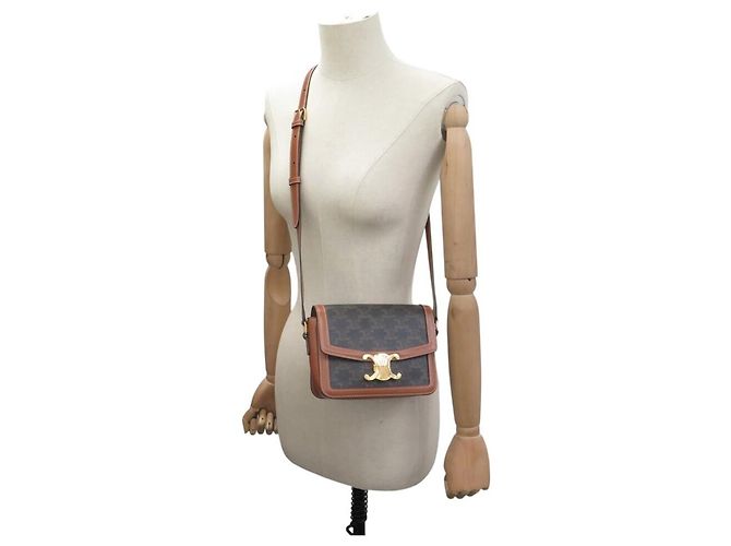 Céline BORSA CELINE TRIOMPHE CANVAS MARRONE TEEN IN PELLE DI VITELLO 188882BZ4.04LU - vista 5
