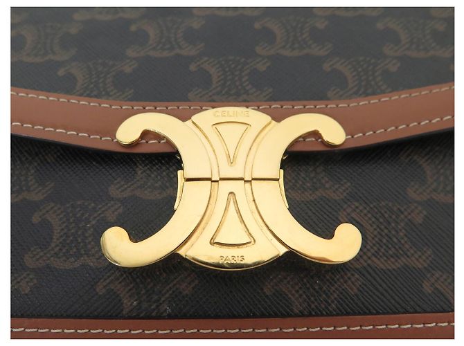 Céline BORSA CELINE TRIOMPHE CANVAS MARRONE TEEN IN PELLE DI VITELLO 188882BZ4.04LU - vista 6